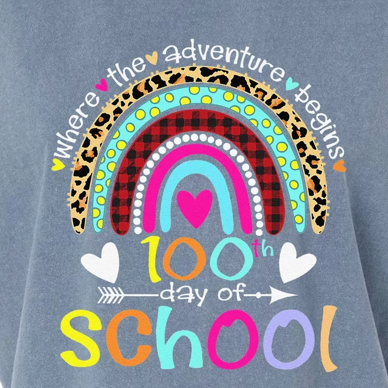 100th Day Of School Teacher Student 100 Days Smarter Rainbow Garment-Dyed Women's Muscle Tee