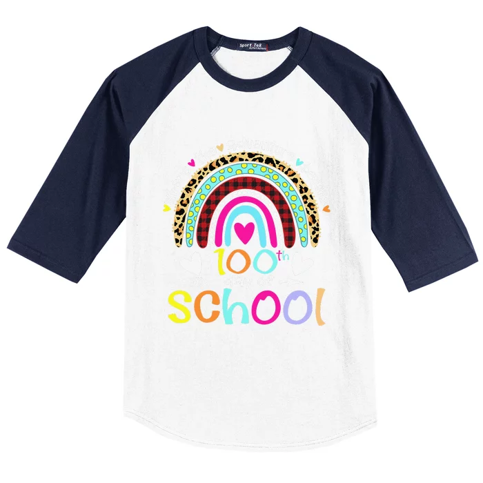 100th Day Of School Teacher Student 100 Days Smarter Rainbow Baseball Sleeve Shirt