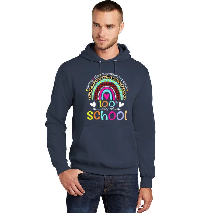 100th Day Of School Teacher Student 100 Days Smarter Rainbow Tall Hoodie