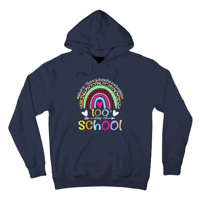 100th Day Of School Teacher Student 100 Days Smarter Rainbow Tall Hoodie