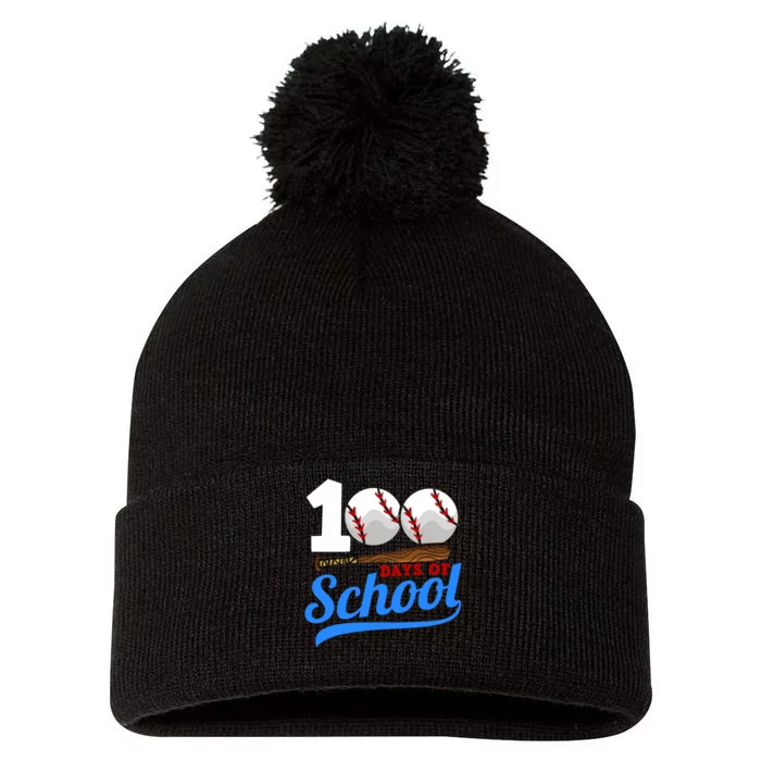 100 Days Of School Baseball 100th Day Pom Pom 12in Knit Beanie