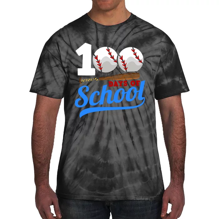 100 Days Of School Baseball 100th Day Tie-Dye T-Shirt