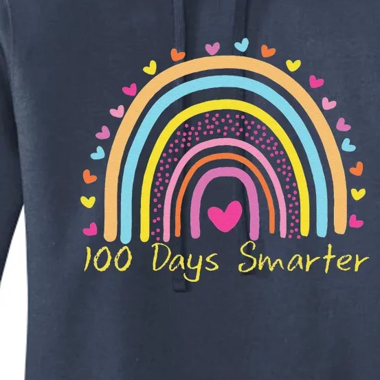 100th Day Of School Teacher 100 Days Smarter Rainbow Women's Pullover Hoodie