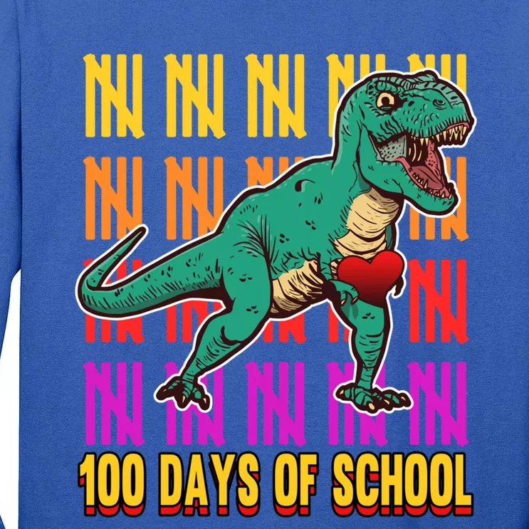 100 Days Of School Costume Teacher Student Dinosaurs Cool Gift Tall Long Sleeve T-Shirt