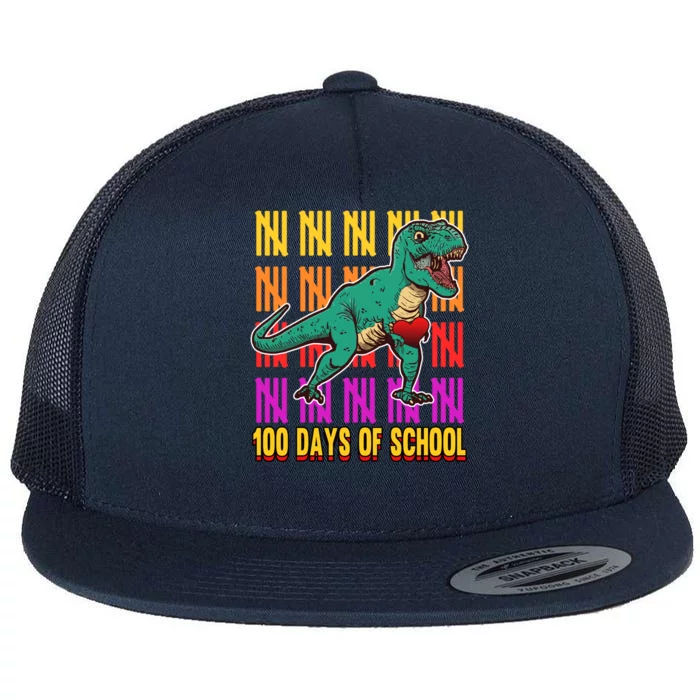 100 Days Of School Costume Teacher Student Dinosaurs Cool Gift Flat Bill Trucker Hat