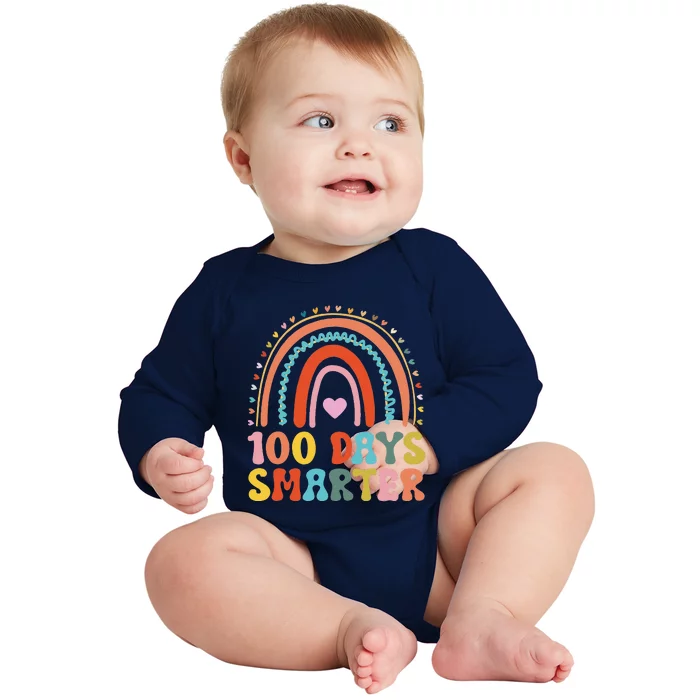 100th Day Of School Teacher Costume 100 Days Smarter Rainbow Baby Long Sleeve Bodysuit