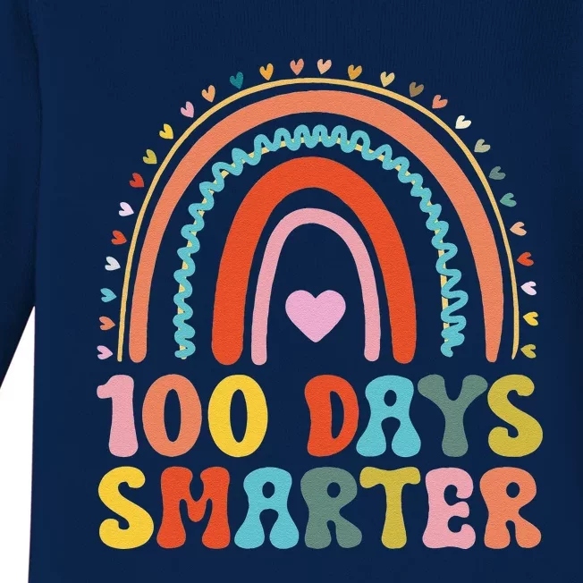 100th Day Of School Teacher Costume 100 Days Smarter Rainbow Baby Long Sleeve Bodysuit