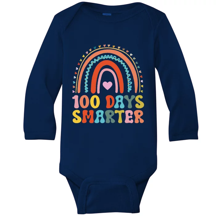 100th Day Of School Teacher Costume 100 Days Smarter Rainbow Baby Long Sleeve Bodysuit