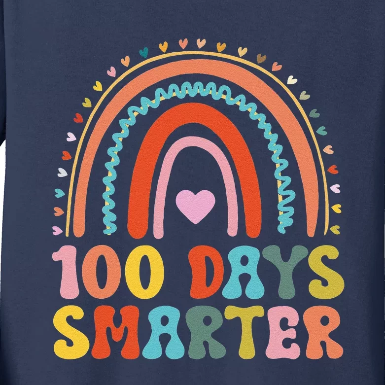 100th Day Of School Teacher Costume 100 Days Smarter Rainbow Kids Long Sleeve Shirt