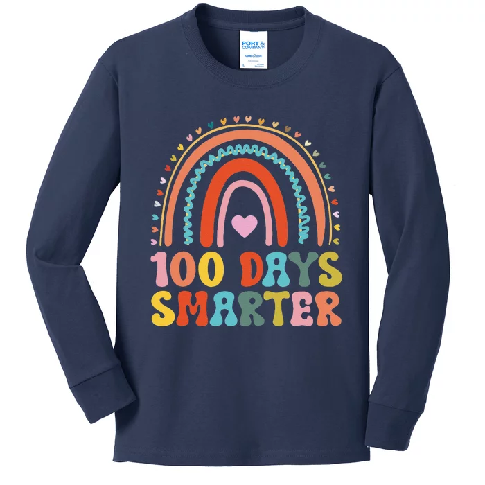 100th Day Of School Teacher Costume 100 Days Smarter Rainbow Kids Long Sleeve Shirt