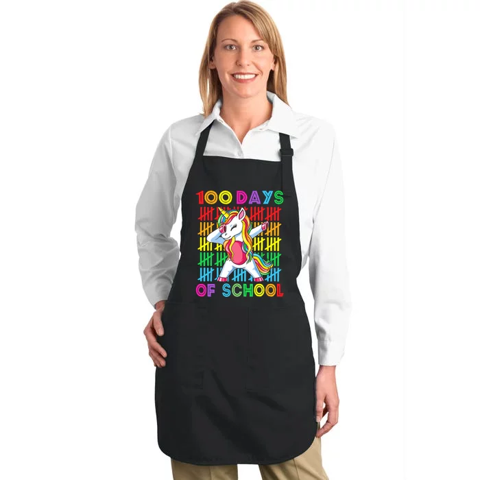 100 Days Of School Unicorn 100 Days Smarter 100th Day Full-Length Apron With Pocket