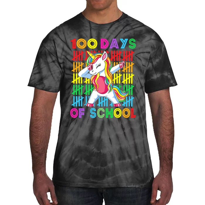 100 Days Of School Unicorn 100 Days Smarter 100th Day Tie-Dye T-Shirt