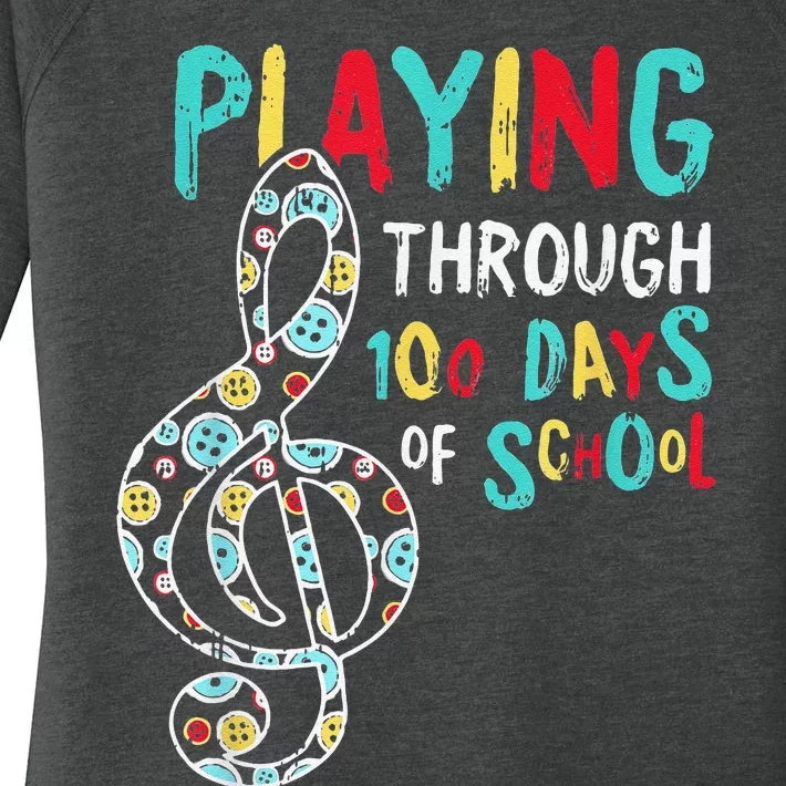 100 Days Of School Playing Music Teacher Cool Student Women's Perfect Tri Tunic Long Sleeve Shirt