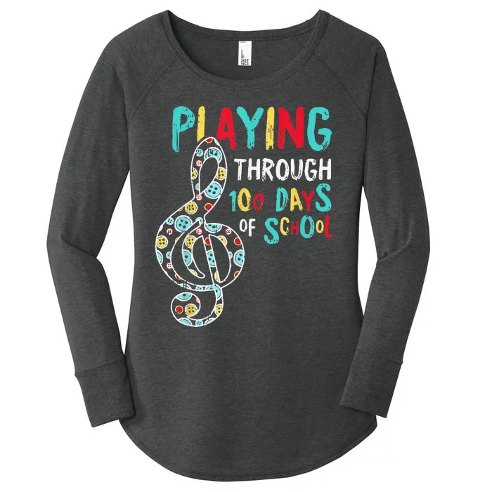 100 Days Of School Playing Music Teacher Cool Student Women's Perfect Tri Tunic Long Sleeve Shirt