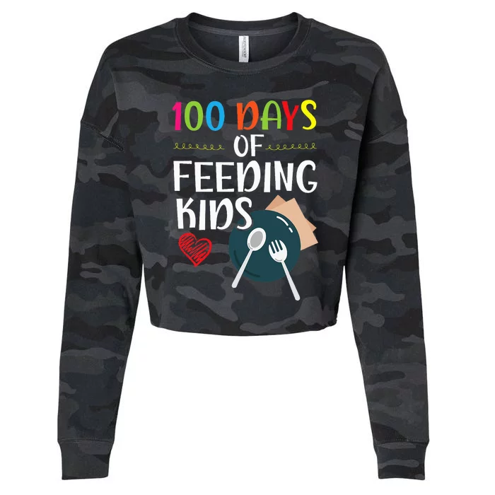 100 Days Of Feeding Lunch Lady School Cropped Pullover Crew