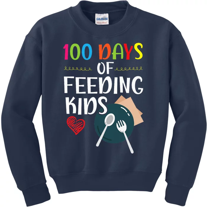 100 Days Of Feeding Lunch Lady School Kids Sweatshirt