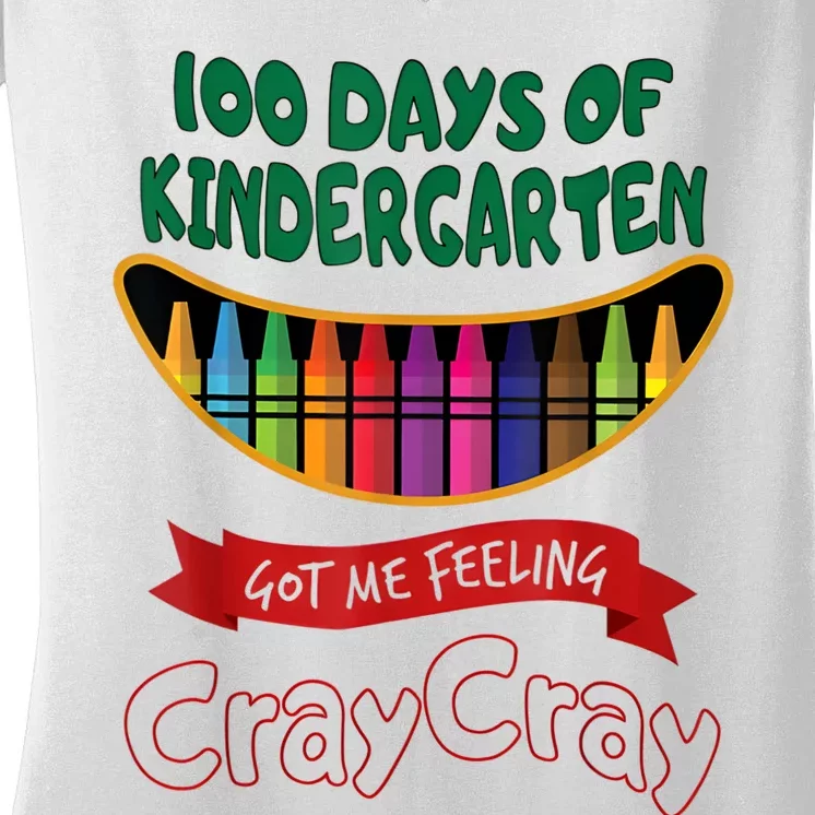 100 Days Of 1st Grade Got Me Feeling Cray Cray Women's V-Neck T-Shirt