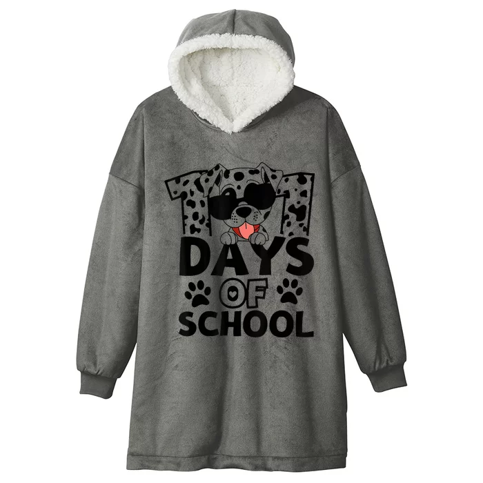 100 Days Of School Dalmatian Dog 100th Day Of School Hooded Wearable Blanket