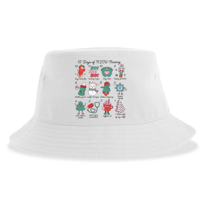 12 Days Of Nicu Nursing Christmas Neonatal Intensive Care Sustainable Bucket Hat