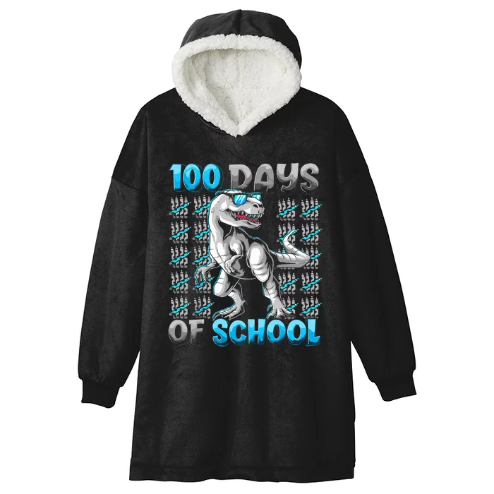 100 Days Of School Trex 100 Days Smarter 100th Day Of School Hooded Wearable Blanket