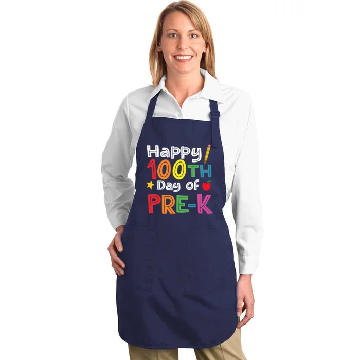 100 Days Of Pre K Teacher And Student Teacher Boy Girl Full-Length Apron With Pocket