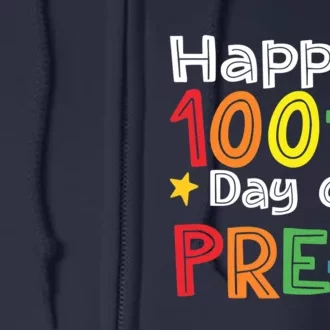 100 Days Of Pre K Teacher And Student Teacher Boy Girl Full Zip Hoodie