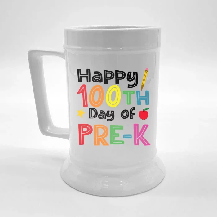 100 Days Of Pre K Teacher And Student Teacher Boy Girl Front & Back Beer Stein