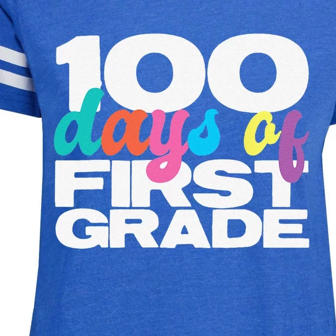 100 Days Of First Grade 100 Days Of School Gift Enza Ladies Jersey Football T-Shirt