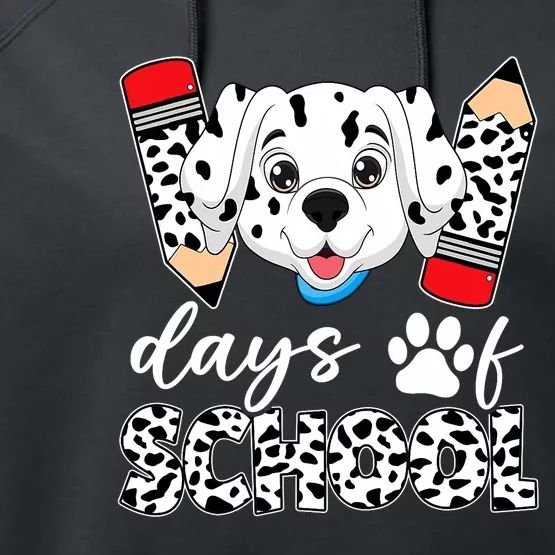 100 Days Of School Dalmatian Dog Performance Fleece Hoodie