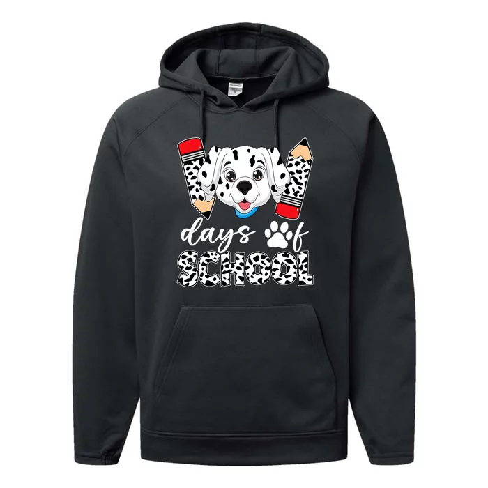 100 Days Of School Dalmatian Dog Performance Fleece Hoodie