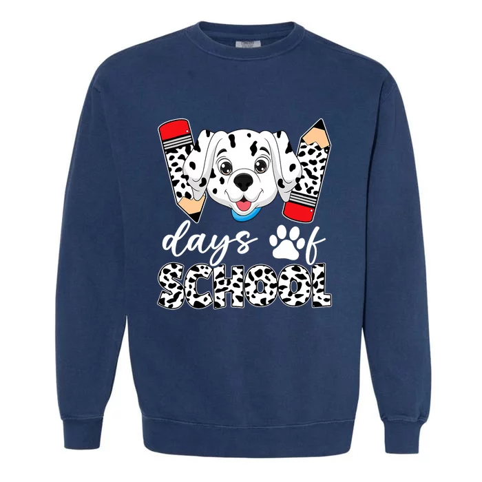 100 Days Of School Dalmatian Dog Garment-Dyed Sweatshirt