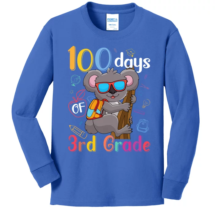 100 Days Of 3Rd Grade Koala 100Th Day School Third Grade Gift Kids Long Sleeve Shirt