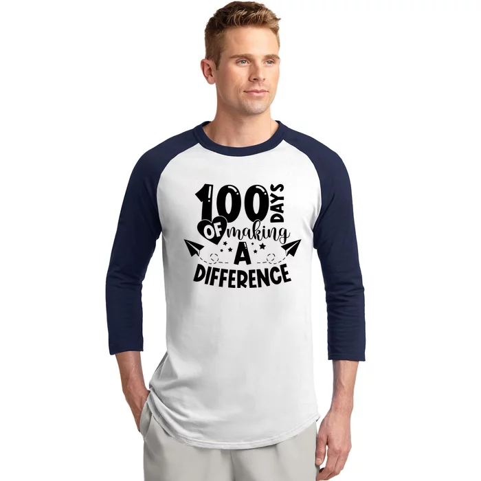 100 Days Of Making A Difference Baseball Sleeve Shirt