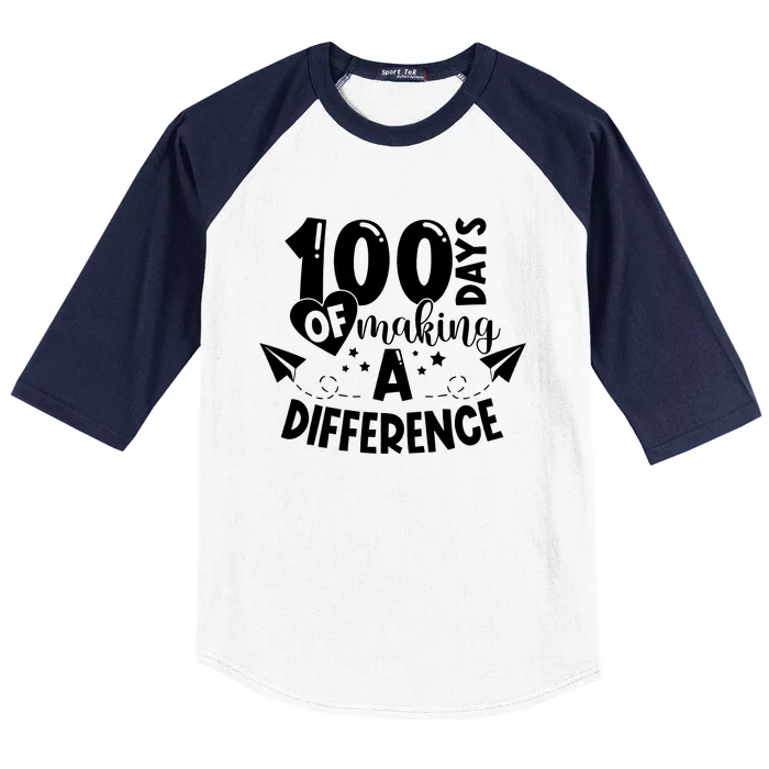 100 Days Of Making A Difference Baseball Sleeve Shirt