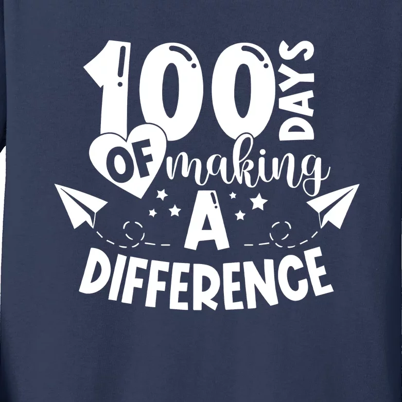 100 Days Of Making A Difference Kids Long Sleeve Shirt