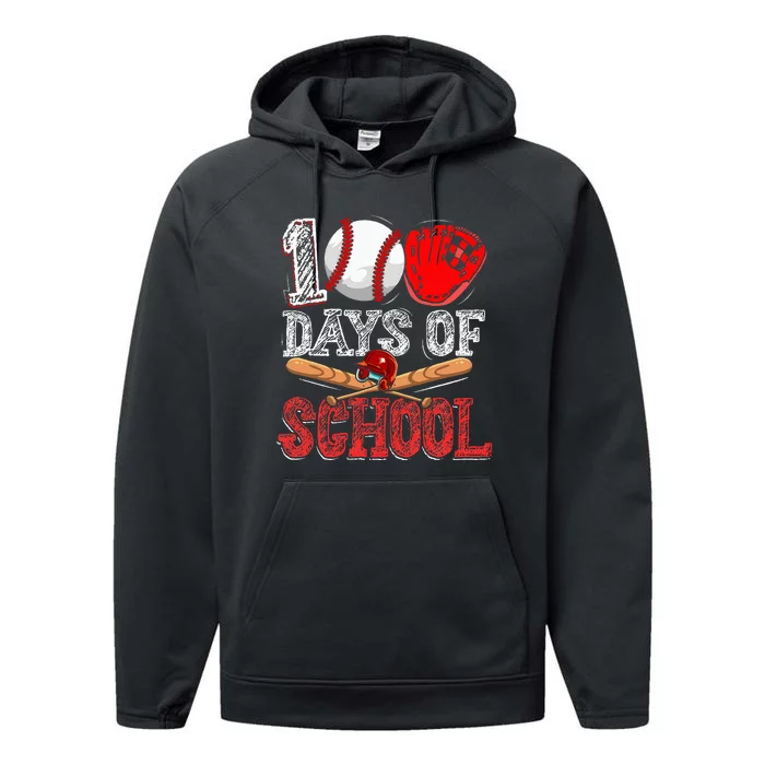 100 Days Of School Baseball 100th Day Performance Fleece Hoodie