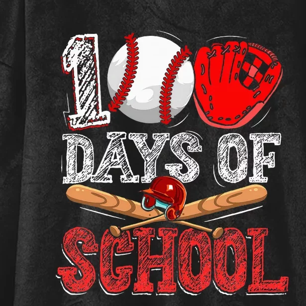 100 Days Of School Baseball 100th Day Hooded Wearable Blanket