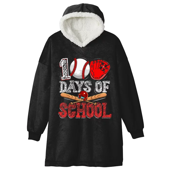 100 Days Of School Baseball 100th Day Hooded Wearable Blanket