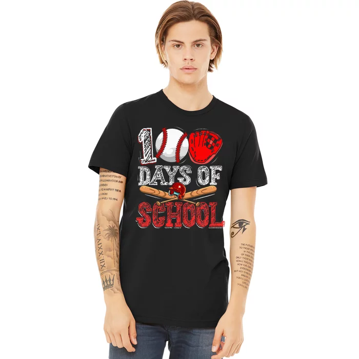 100 Days Of School Baseball 100th Day Premium T-Shirt