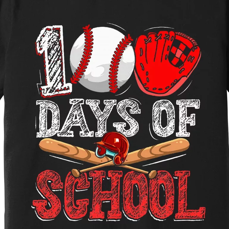 100 Days Of School Baseball 100th Day Premium T-Shirt