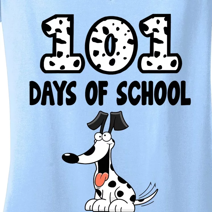 101 Days Of School Dalmatian Dog Lover Gifts Funny Women's V-Neck T-Shirt