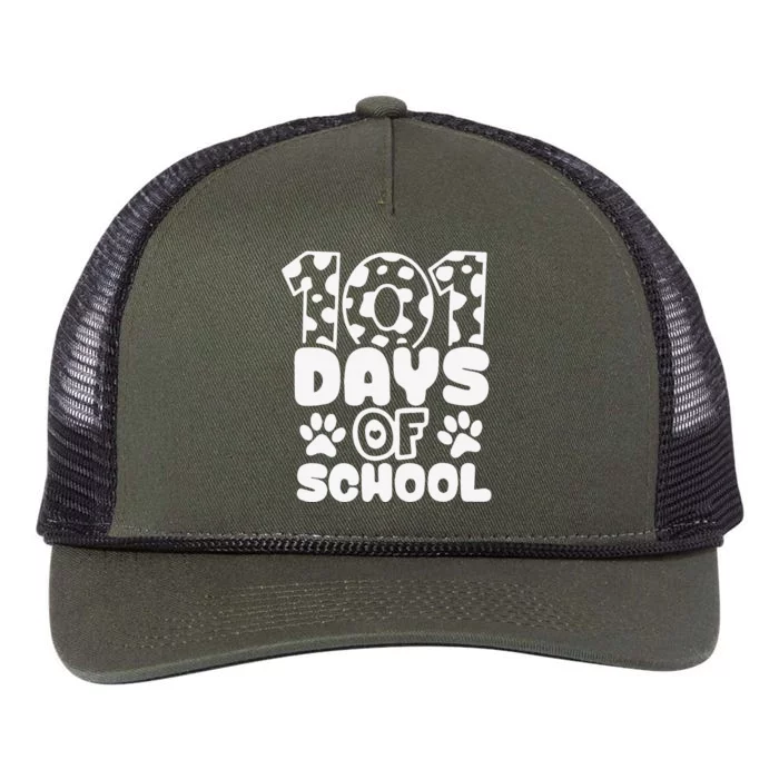 101 Days Of School Dog Paws 100th Days Smarter Teacher Retro Rope Trucker Hat Cap