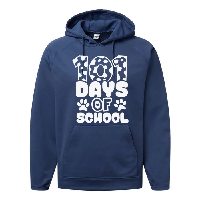 101 Days Of School Dog Paws 100th Days Smarter Teacher Performance Fleece Hoodie