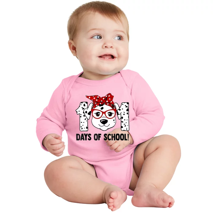 101 Days Of School Dalmatian Dog Teachers And Students Gift Baby Long Sleeve Bodysuit