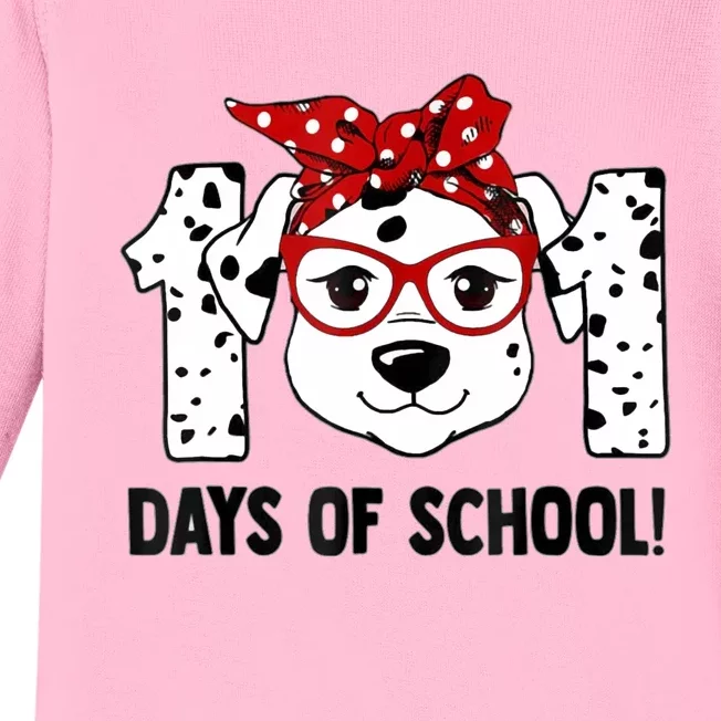 101 Days Of School Dalmatian Dog Teachers And Students Gift Baby Long Sleeve Bodysuit