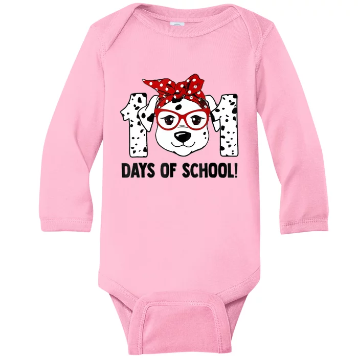 101 Days Of School Dalmatian Dog Teachers And Students Gift Baby Long Sleeve Bodysuit