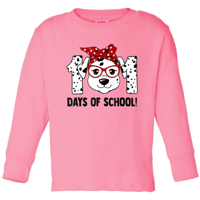 101 Days Of School Dalmatian Dog Teachers And Students Gift Toddler Long Sleeve Shirt