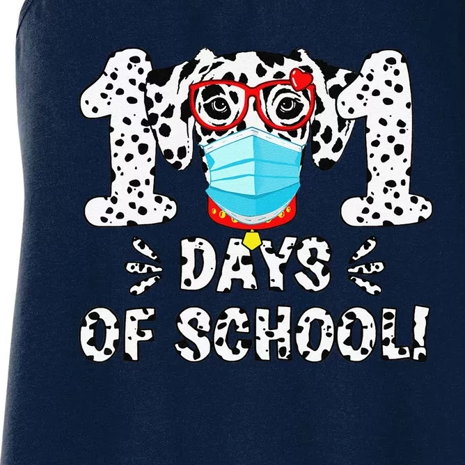 101 Days Of School Dalmatian Dog Face Mask 100th Day School Women's Racerback Tank