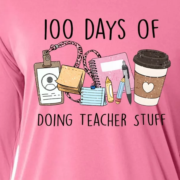 100 Days Of Doing Teacher Stuff Cooling Performance Long Sleeve Crew