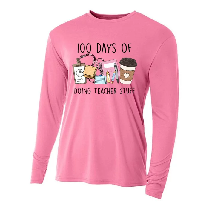 100 Days Of Doing Teacher Stuff Cooling Performance Long Sleeve Crew